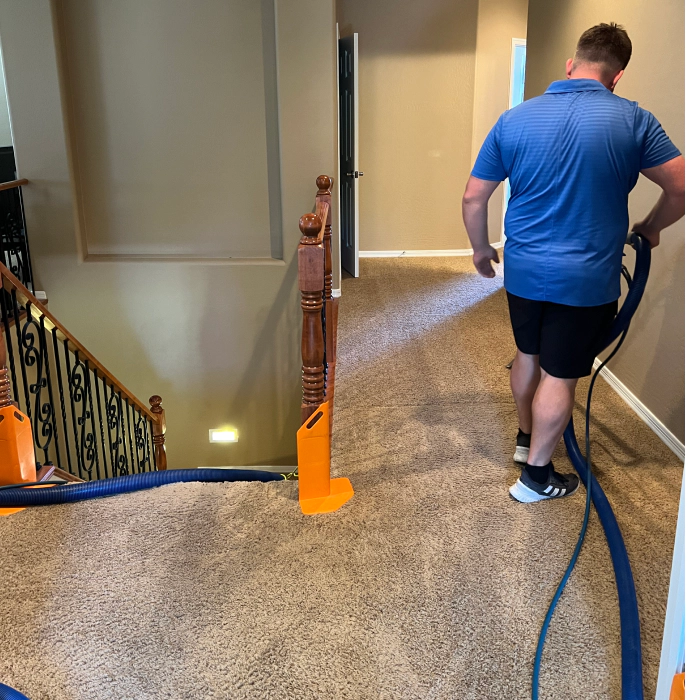 man cleaning a carpet in a second floor of a house phoenix az